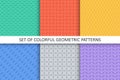 Set of vector seamless geometric patterns. Colorful endless ornamental textures. Bright unusual backgrounds Royalty Free Stock Photo