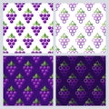 Set of vector seamless pattern with grapes. Flat background with grape.