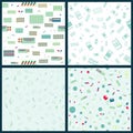 Set of Vector seamless pattern with packing blister with capsules and plastic jar for tablets. For web, logo, app, UI Royalty Free Stock Photo