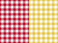 Set Vector Seamless pattern. Wide cell background red and yellow color table cloth in a cage. Abstract checkered Royalty Free Stock Photo