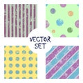 Set of vector seamless patterns Creative geometric backgrounds with lines, diagonal, circles, dots.Texture with attrition, cracks