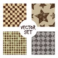 Set of vector seamless patterns Creative geometric backgrounds with squares,stars,circles, dots. Texture with attrition, cracks an Royalty Free Stock Photo
