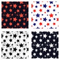 Set of vector seamless patterns Creative geometric backgrounds with stars, drops, blots.