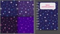 seamless patterns of stars on dark blue and violet backgrounds