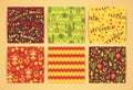 Set of vector seamless patterns with traditional Mexican symbols