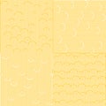 Vector Seamless Patterns with White and Yellow Waves and Stripes Texture. Noodle and Pasta Abstract Background Concept.