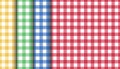 Set of vector seamless tablecloth textures of red, green, blue and yellow colors