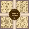 Set of vector seamless textures with ornaments in indian style Royalty Free Stock Photo