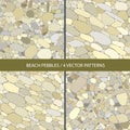 set of vector seamless textures of sea beach pebbles