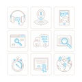Set of vector service or support icons and concepts in mono thin line style