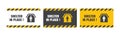 Set of Vector Shelter in Place or Stay at Home or Self Quarantine Various Background Sign with Caution Tape. To Control