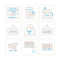 Set of vector shopping icons and concepts in mono thin line style Royalty Free Stock Photo