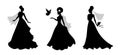 Set of vector silhouettes of an afro bride. Royalty Free Stock Photo