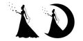 Set of vector silhouettes of an afro bride. Royalty Free Stock Photo