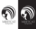 Illustration of black art cat logo. Vector of cat logotype.