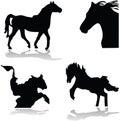 A set of vector silhouettes of horses Royalty Free Stock Photo