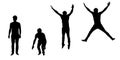 Set of vector silhouettes of jumping young man