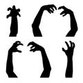 Set of vector silhouettes of scary hands suitable for Halloween Royalty Free Stock Photo