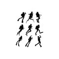 Set of vector silhouettes scuba diving in different poses Royalty Free Stock Photo