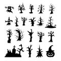 Set of vector silhouettes of trees