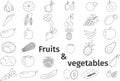 Set of vector simple icons of fruits and vegetables Royalty Free Stock Photo