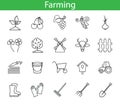 set with simple linear icons of farming farm and agricultural culture drawing abstract logo icon isolated black on white Royalty Free Stock Photo