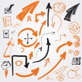Set of vector sketch arrows and other symbols for Royalty Free Stock Photo