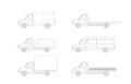 Set of vector sketches of a modern light duty truck with various body options. Flat vector illustration Royalty Free Stock Photo