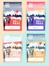 Set of vector ski pass template design.