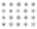 Set of vector snowflake doodles, hand drawn.