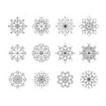 Set of 12 Vector Snowflake Outline Icons Royalty Free Stock Photo