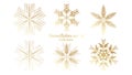 Set of vector Snowflakes Christmas design with gold luxury color on white background Royalty Free Stock Photo