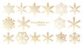 Set of vector Snowflakes Christmas design with gold luxury color on white background Royalty Free Stock Photo