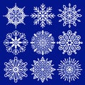 Set of vector snowflakes. Royalty Free Stock Photo