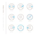 Set of vector social network icons and concepts in mono thin line style Royalty Free Stock Photo