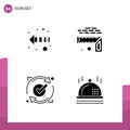 Set of 4 Vector Solid Glyphs on Grid for arrow, good, measurement, size, refresh