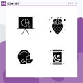 Set of Vector Solid Glyphs on Grid for business, football, slide, pineapple, protective