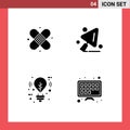 Set of Vector Solid Glyphs on Grid for care, light, plaster, construction worker, internet