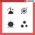 Set of Vector Solid Glyphs on Grid for cleaning, international, arrow, cancer, web