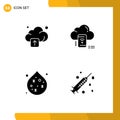 4 Creative Icons Modern Signs and Symbols of cloud, waste, wifi, data, health