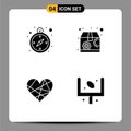 Set of Vector Solid Glyphs on Grid for compass, favorite, marketing, heart, american