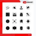 Set of 16 Vector Solid Glyphs on Grid for drive, digital, labour man, marketing atoumation, marketing Royalty Free Stock Photo