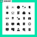 Modern Set of 25 Solid Glyphs Pictograph of head, gadget, seeds, devices, computers