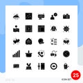 Set of 25 Vector Solid Glyphs on Grid for image, heart, interior, love, interfaces
