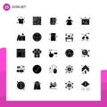 Set of 25 Vector Solid Glyphs on Grid for layout, website, book, interface, people