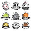 Set of vector sport emblems and labels
