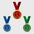 Set Vector Sports Awards Gold, Silver And Bronze Medal