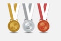 Set vector sports awards gold, silver and bronze medal.