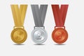 Set vector sports awards gold, silver and bronze medal.