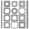 Set of vector square frames, brushes, modern linear oriental ornaments